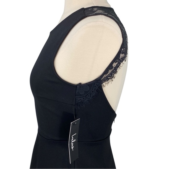 Lulus Need You Close Black Open Back Lace Detail Fit and Flare Mini Party Dress - Picture 12 of 16